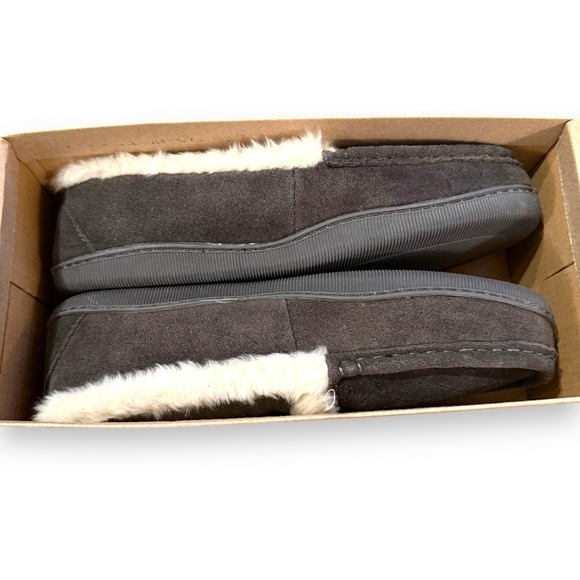 Clarks Tessa Sherling Lined Gray Quilted Suede Leather Slipper Loafers Sz 10 NEW - Picture 8 of 8